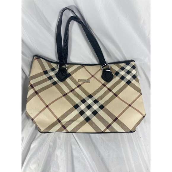 Burberry Handbags - Vintage BURBERRY NICKIE Large Landscape Supernova/Black Check Tote Bag Canvas